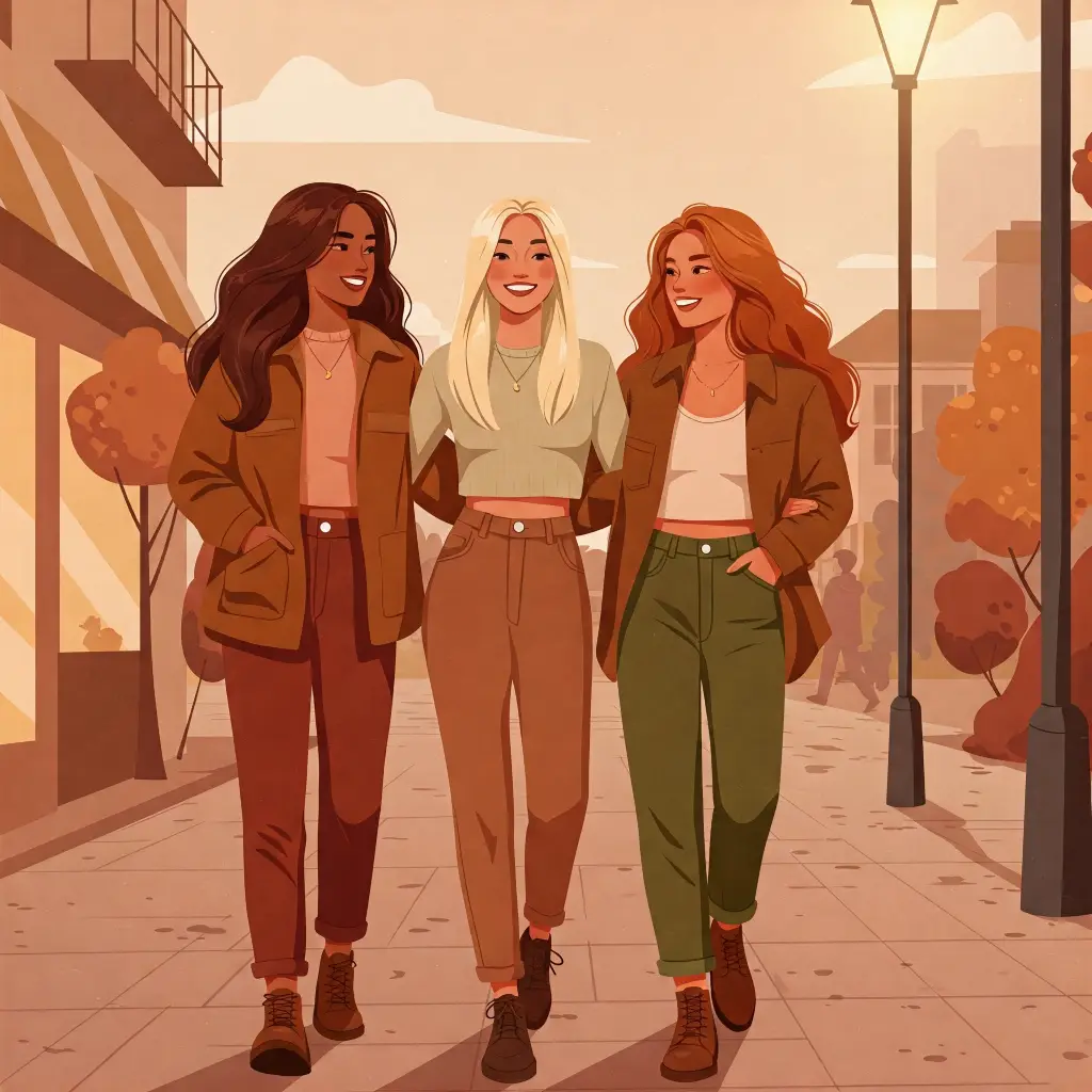 grupo de chicas caminando por la ciudad