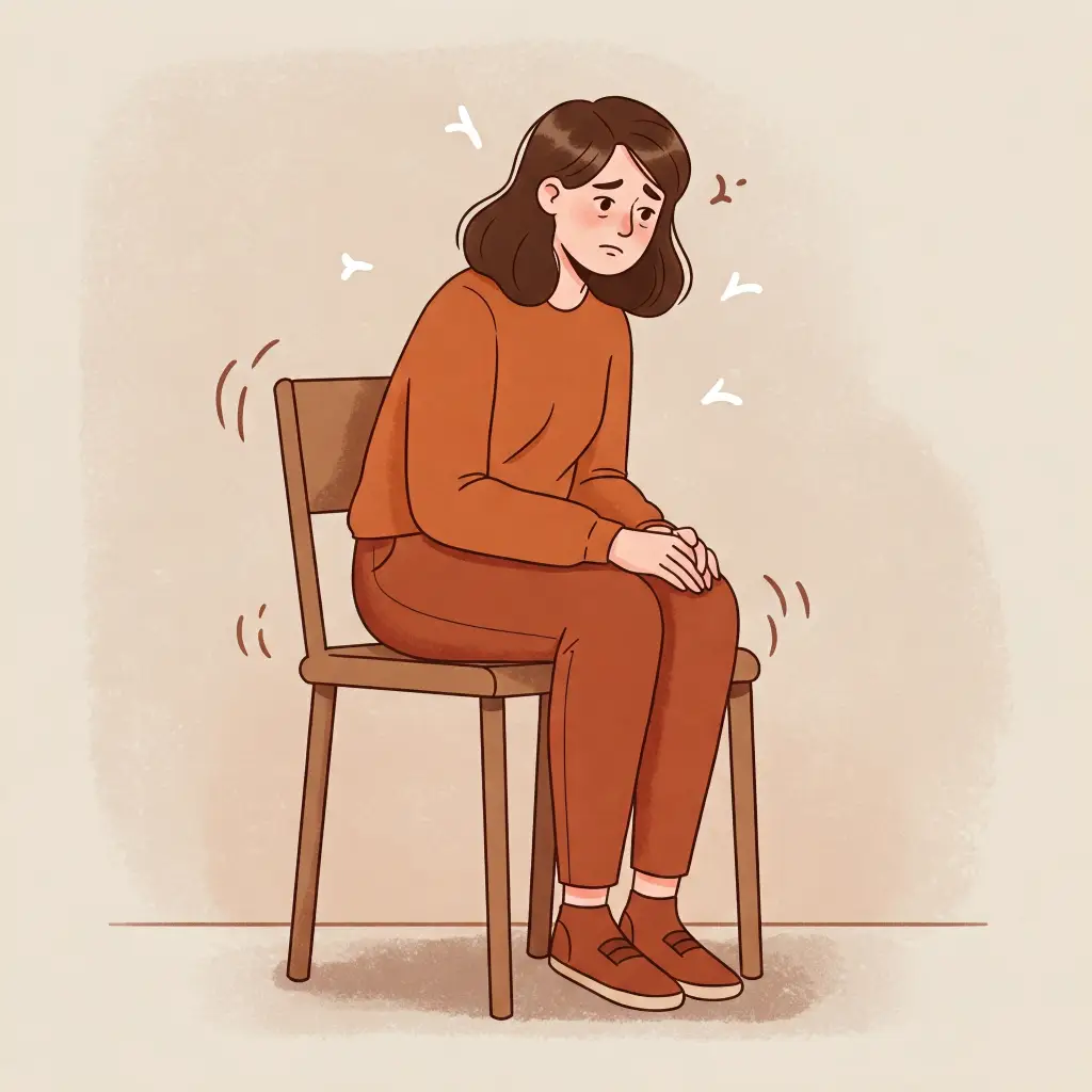 mujer sentada en una silla sintiendo ansiedad
