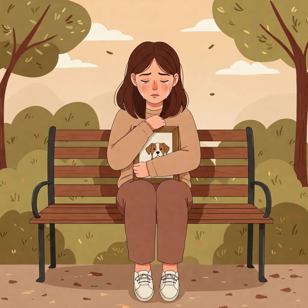 mujer en un parque llorando